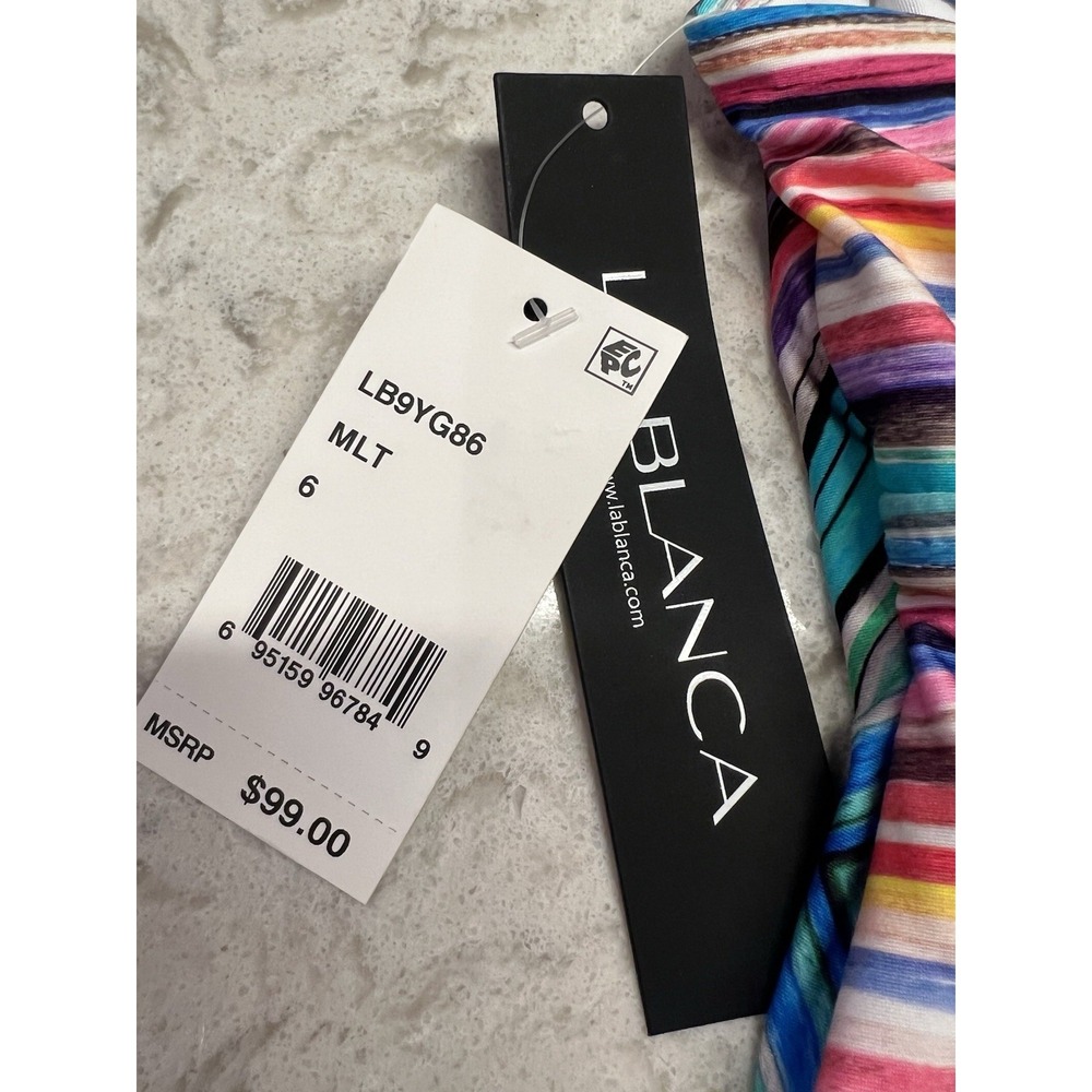 La Blanca Striped Tankini Top Bathing Suit Sz Colorful Sz 6 $99 - Picture 4 of 10